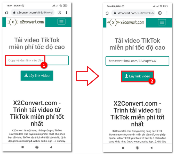 Tải video từ Tik Tok không logo với x2convert.com