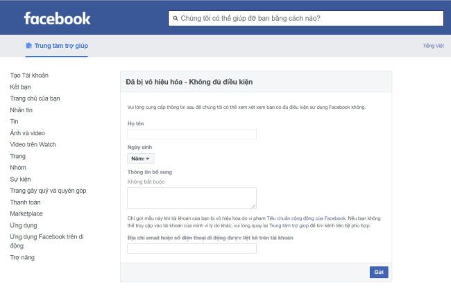Làm thế nào để lấy lại tài khoản Facebook đã bị vô hiệu hóa do chưa đủ tuổi thành niên?