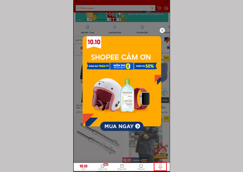 Xem hồ sơ mua hàng trên Shopee trên điện thoại Android và iOS