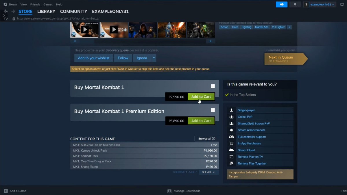 Cách tải Mortal Kombat trên máy tính bằng Steam bước 4
