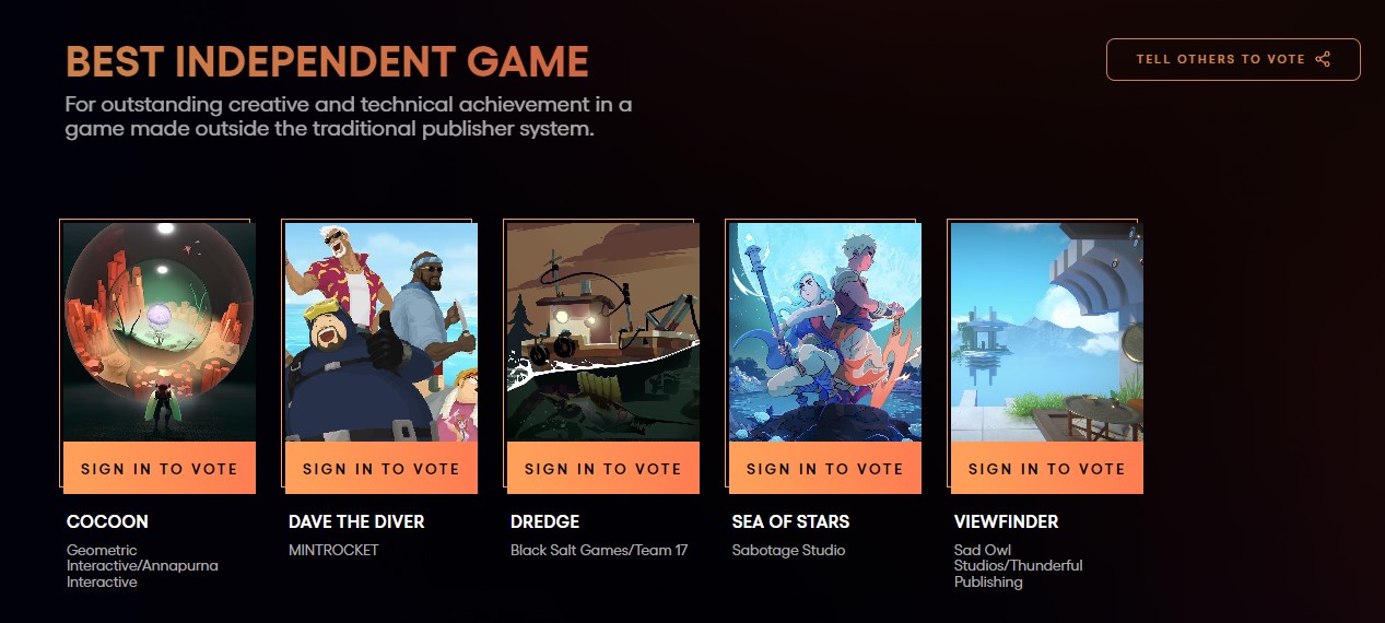 The Game Awards 2023 - Trò chơi Indie hay nhất